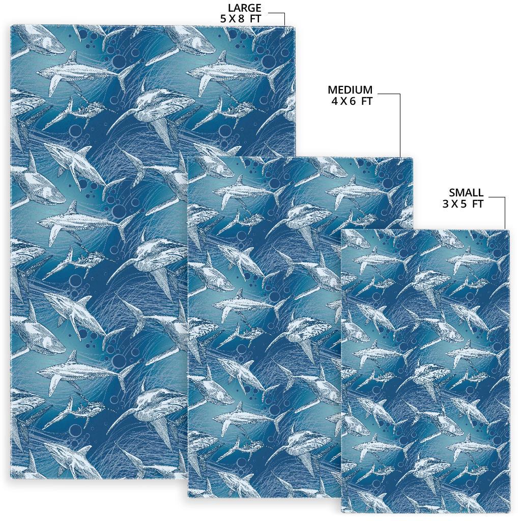Shark hand drawn Area Rug