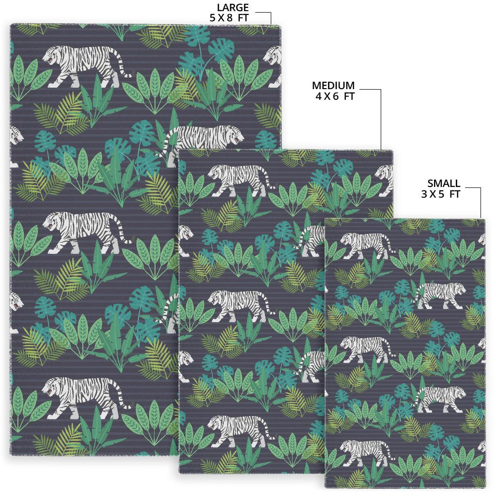 white bengal tigers tropical plant Area Rug
