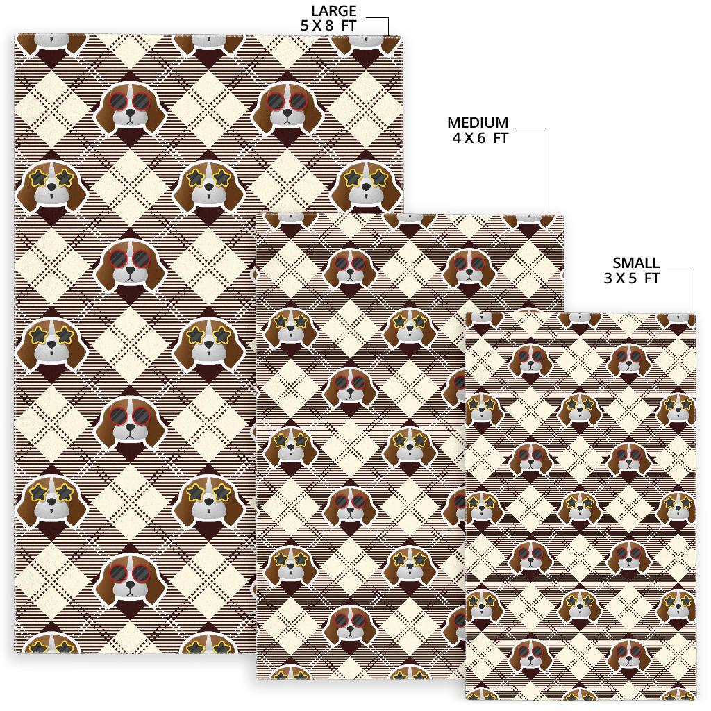 Beagle with Sunglass Pattern Area Rug