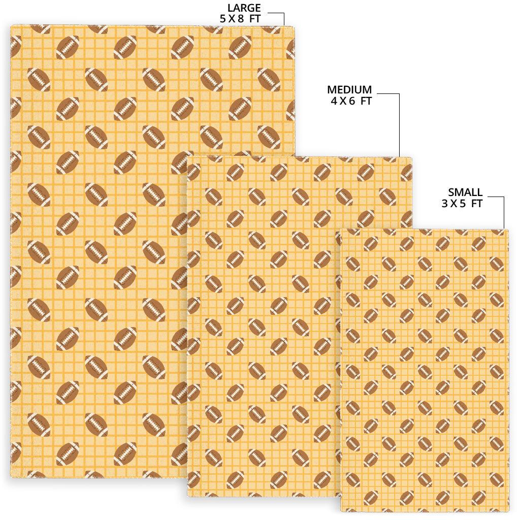 American Football Ball Pattern Yellow Background Area Rug