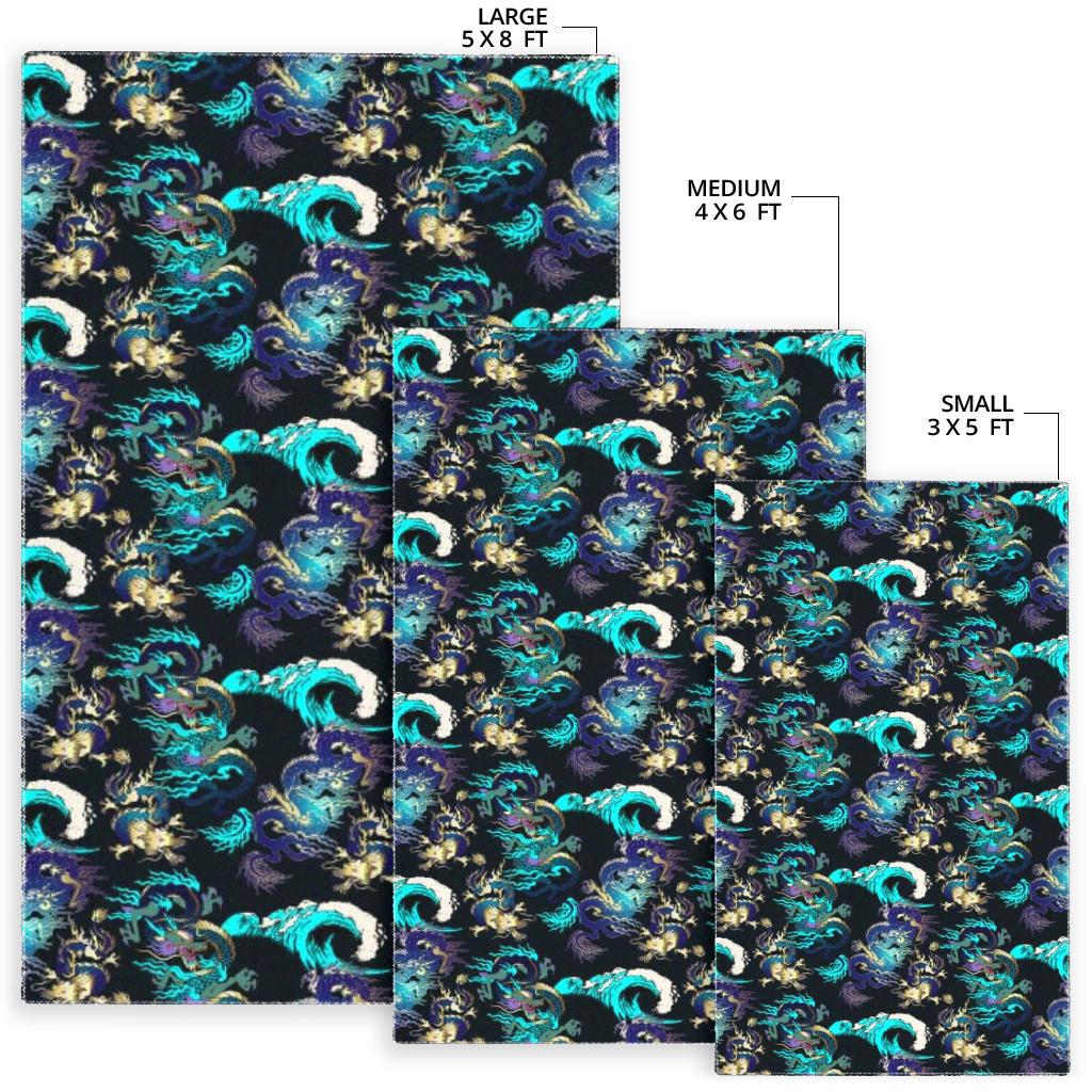 Dragon sea wave pattern Area Rug