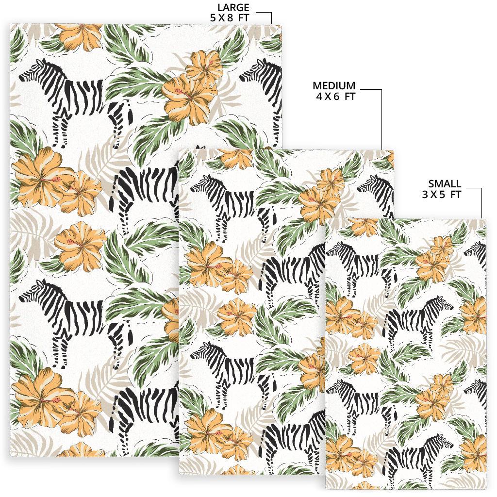 Zebra Hibiscus Pattern Area Rug
