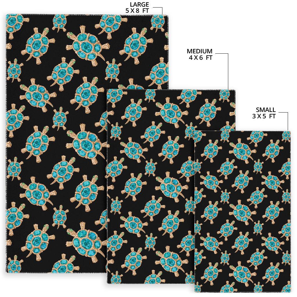 Sea turtle blue stone pattern Area Rug