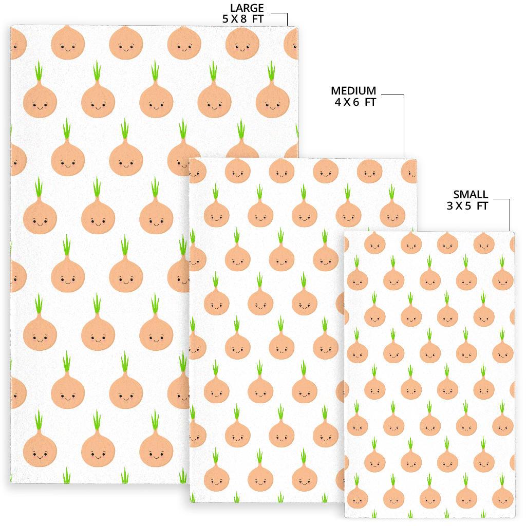 cute onions smiling faces Area Rug