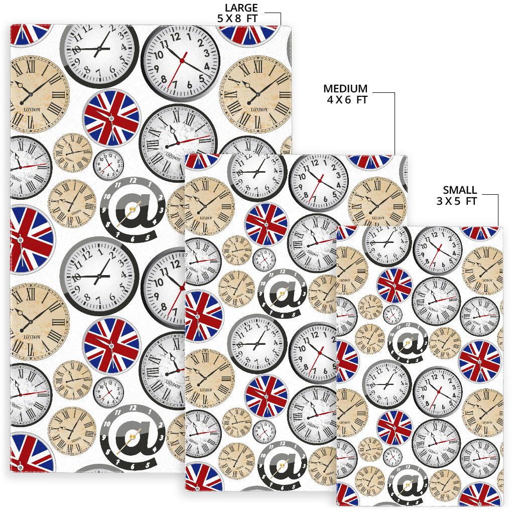 Wall Clock UK Pattern Area Rug
