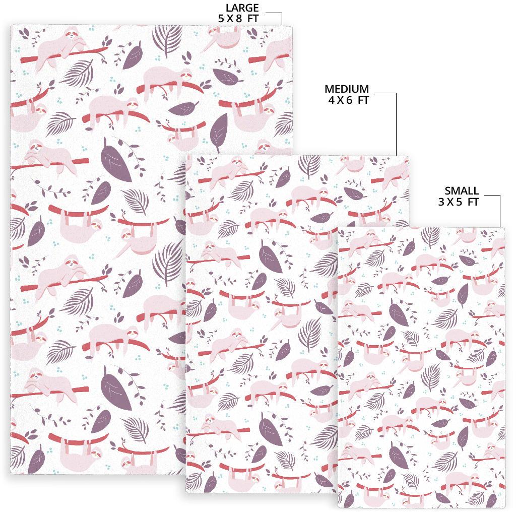 Sloth Leaves Pattern Area Rug