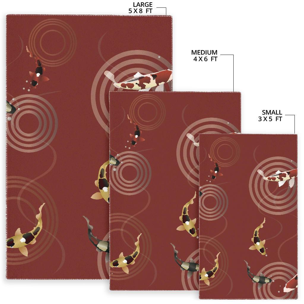 Koi Fish Carp Fish red background Area Rug