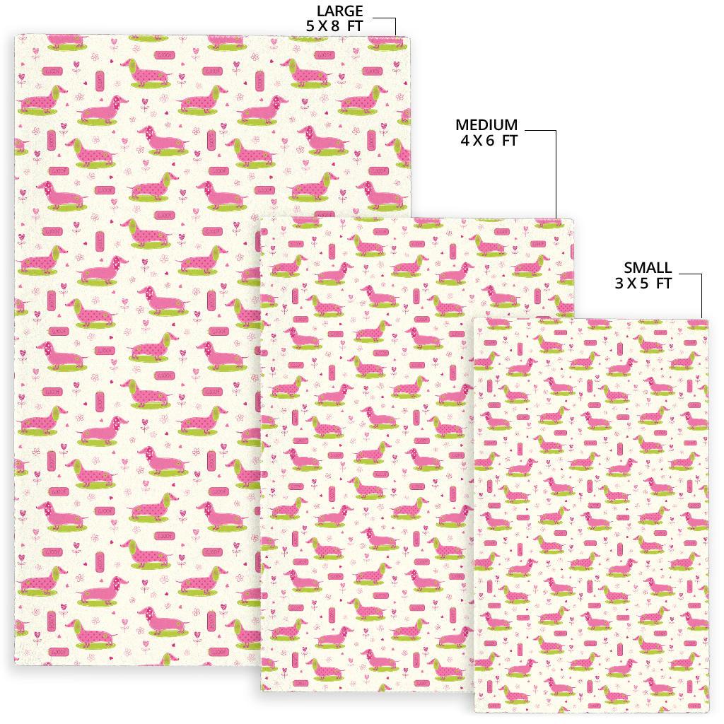 Pink Dachshund Pattern Area Rug