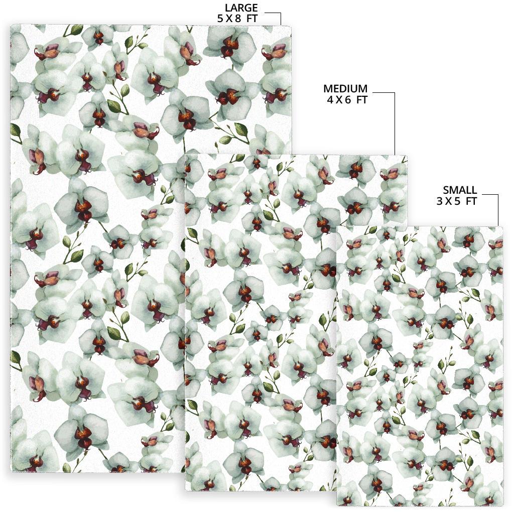 White Orchid Pattern Area Rug
