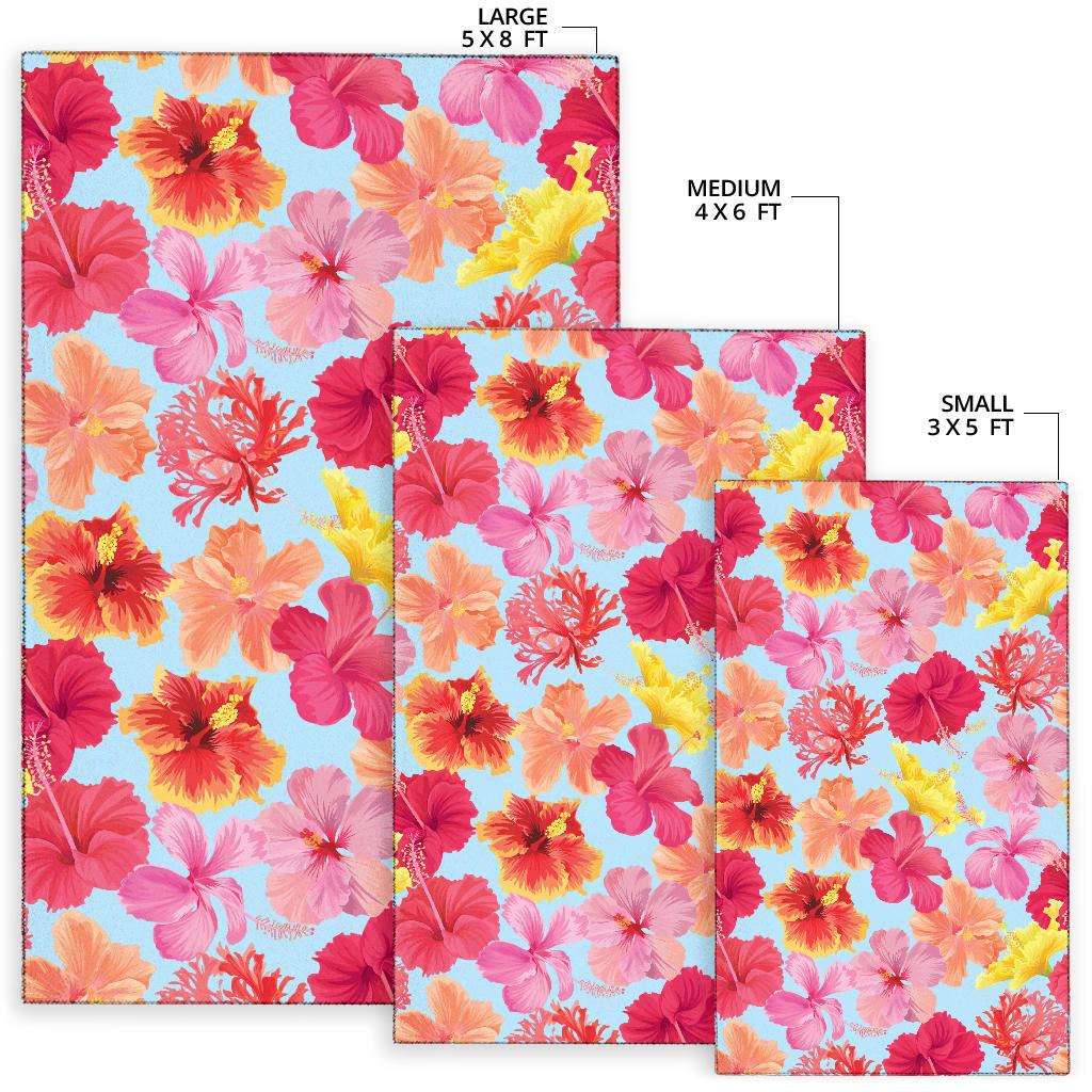 Hibiscus Pattern Print Design HB020 Area Rugs