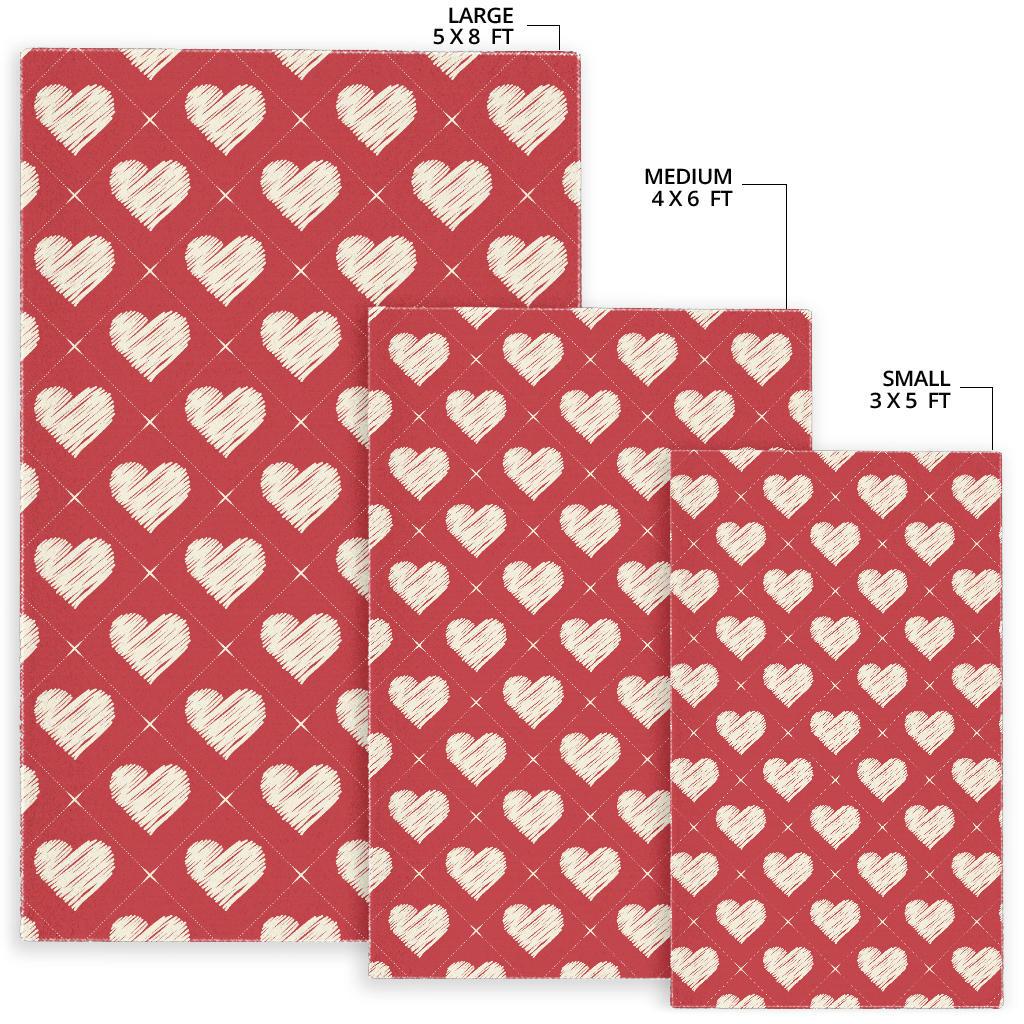 Heart Red Pattern Area Rug