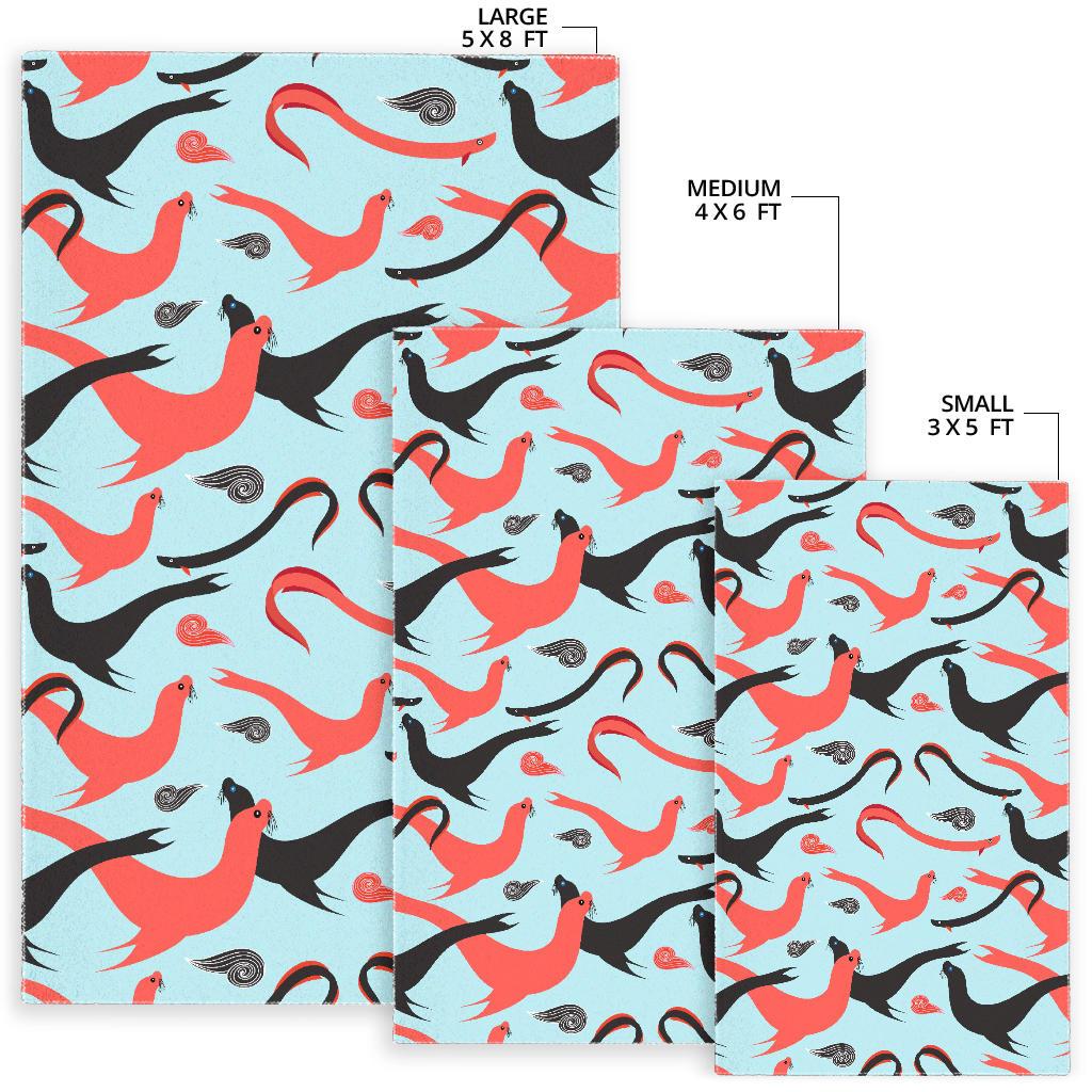 Sea Lion Pattern Theme Area Rug