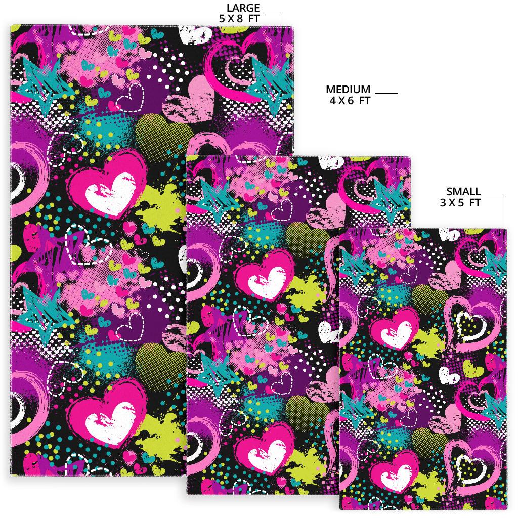 heart dot wave star creative design pattern Area Rug