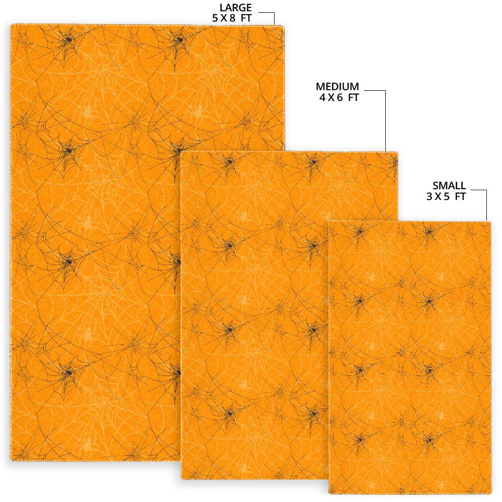 Cobweb Spider Web Pattern Orange Background Area Rug