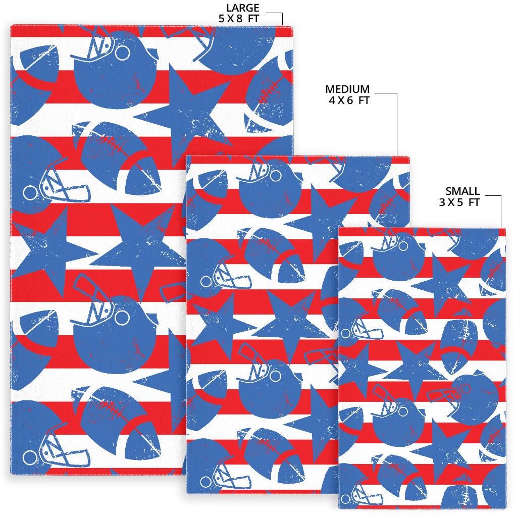 American football ball star stripes pattern Area Rug