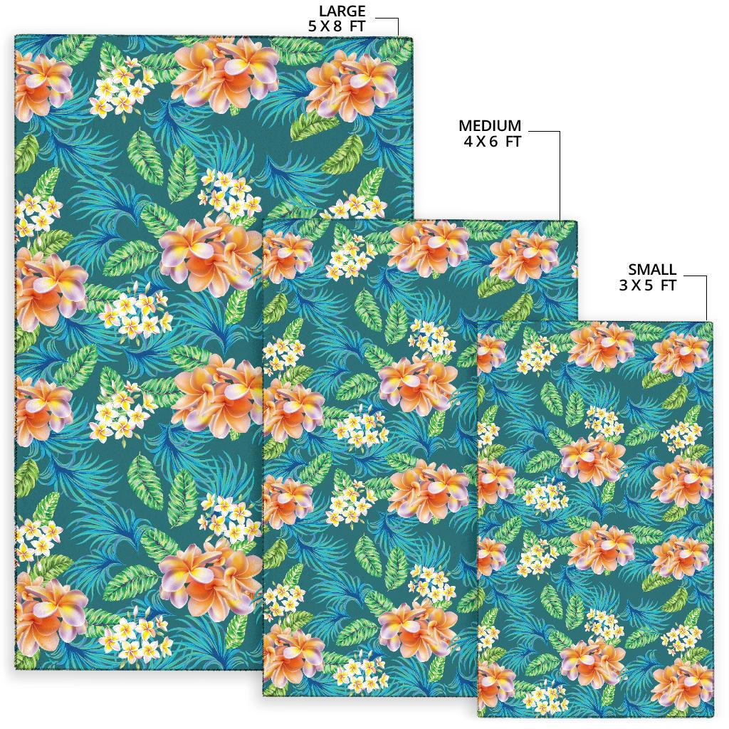 Plumeria Tropical Flower Design Print Area Rugs