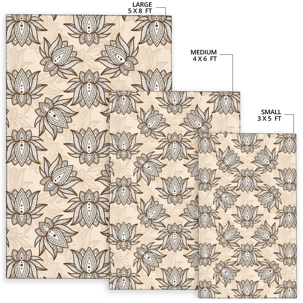 Lotus Boho Pattern Print Design LO05 Area Rugs