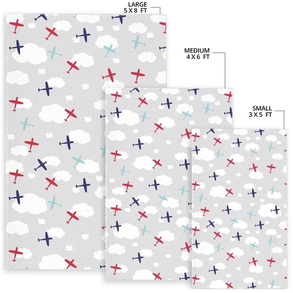 Airplane cloud grey background Area Rug