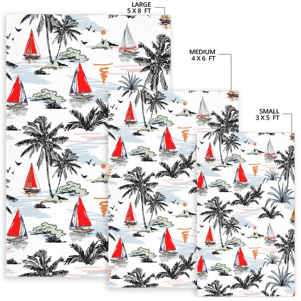 Sailboat Pattern Background Area Rug