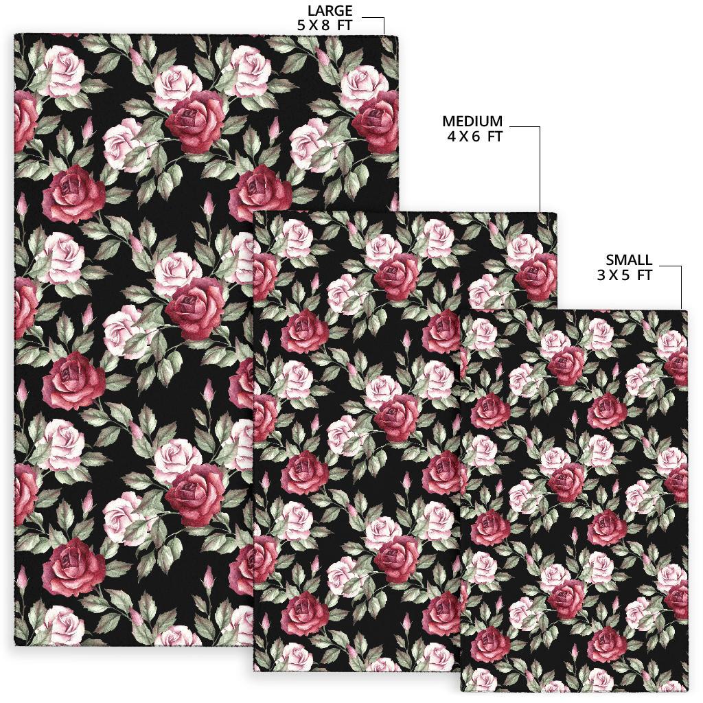 Rose Red Pink Pattern Print Design RO03 Area Rugs