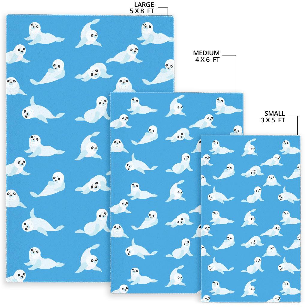 Cute sea lion seal pattern background Area Rug
