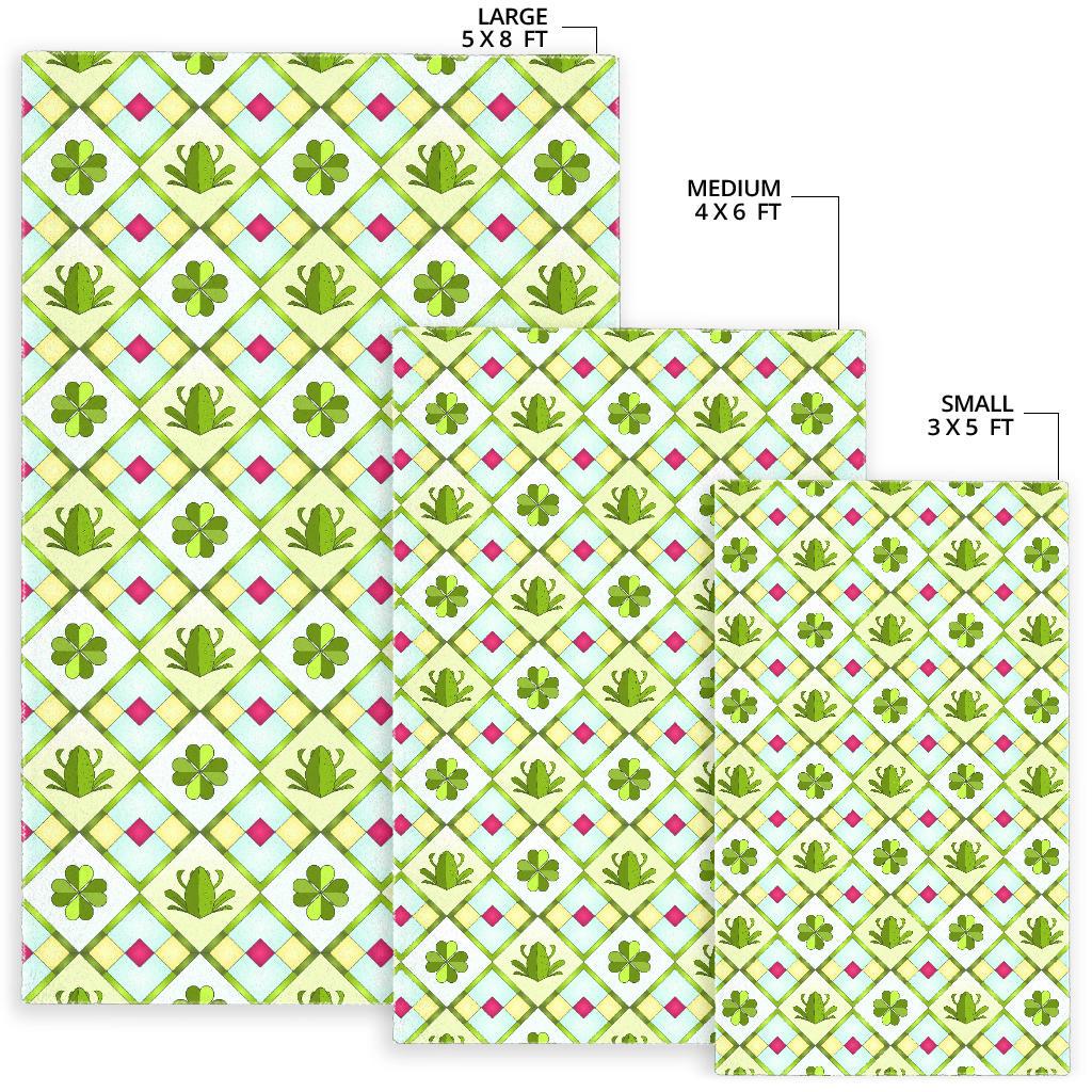 Frog Clover leaves Pattern Area Rug