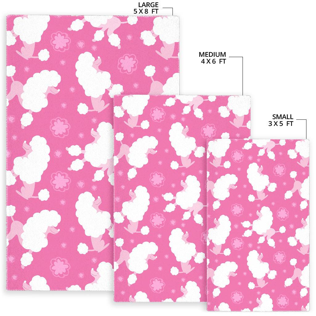 Poodle Pink Theme Pattern Area Rug