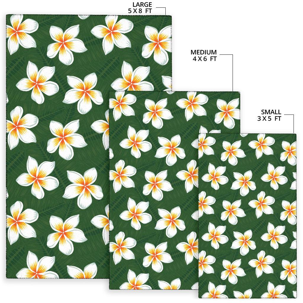 White Plumeria Pattern Print Design PM020 Area Rugs
