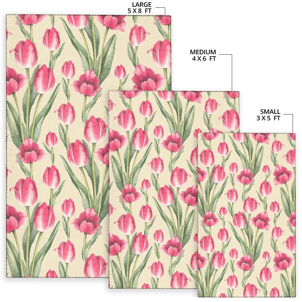 Tulip Pink Pattern Print Design TP06 Area Rugs