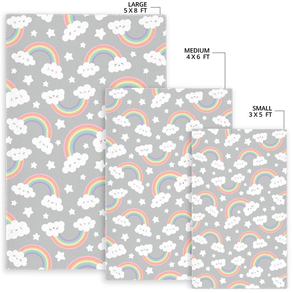Cute rainbow clound star pattern Area Rug