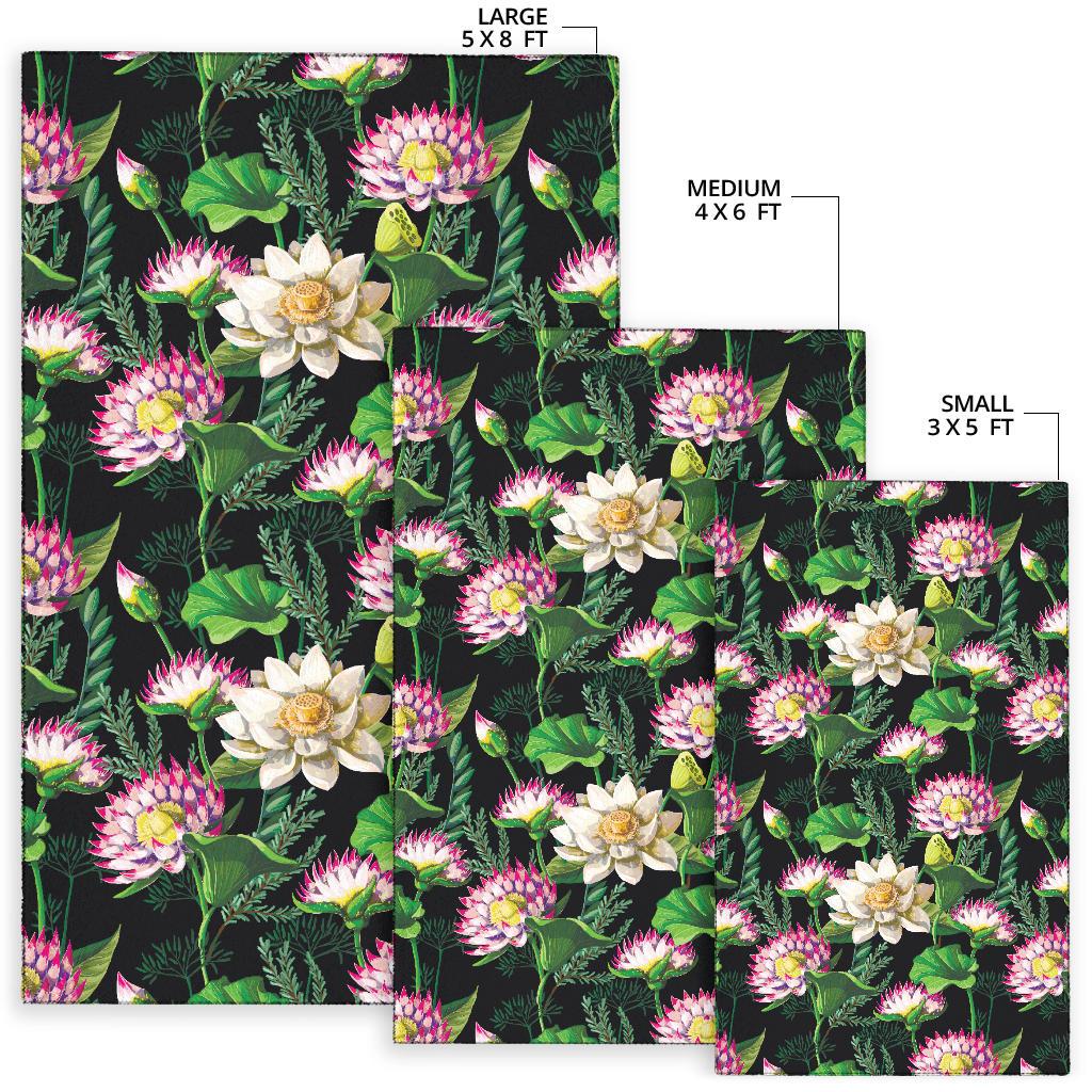 Water Lily Pattern Print Design WL010 Area Rugs