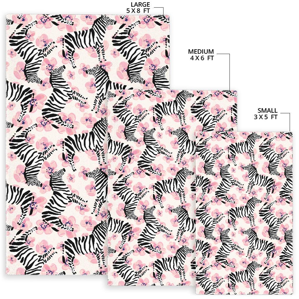 Zebra pink flower background Area Rug