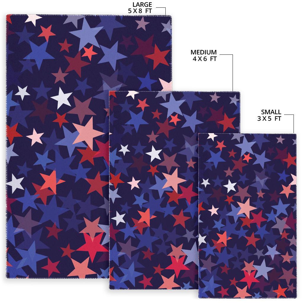 Red blue star pattern Area Rug