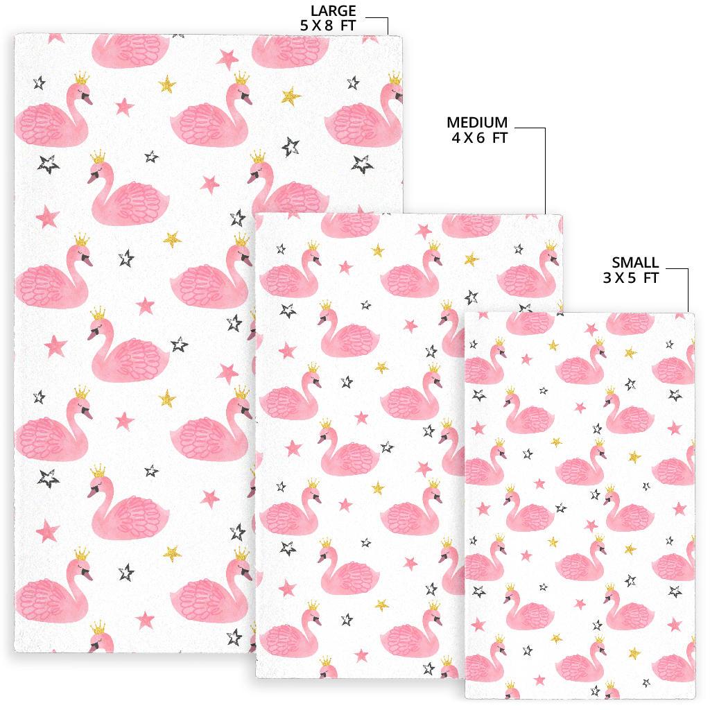 Pink Swan Pattern Area Rug