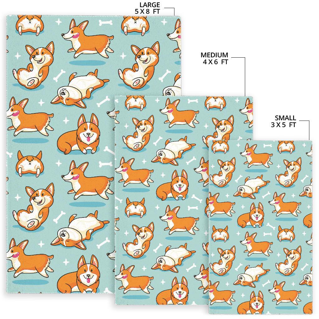 Cute Corgi Pattern Area Rug
