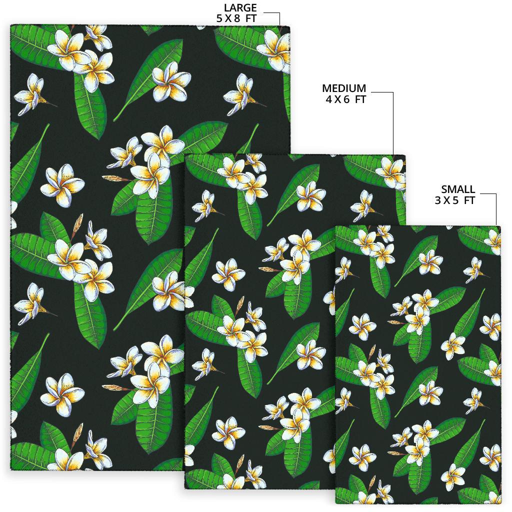 White Plumeria Pattern Print Design PM023 Area Rugs