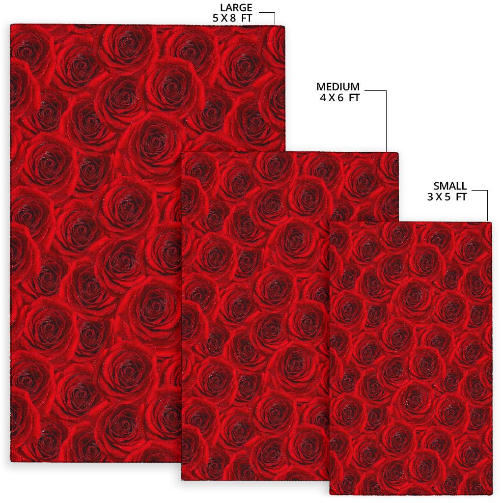 Rose Red Pattern Print Design RO04 Area Rugs
