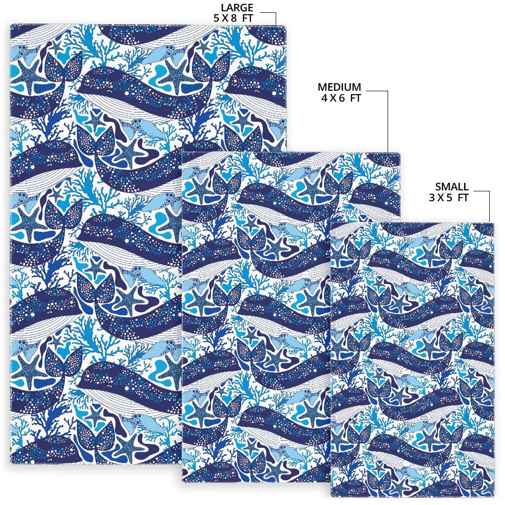 Whale Starfish Pattern Area Rug