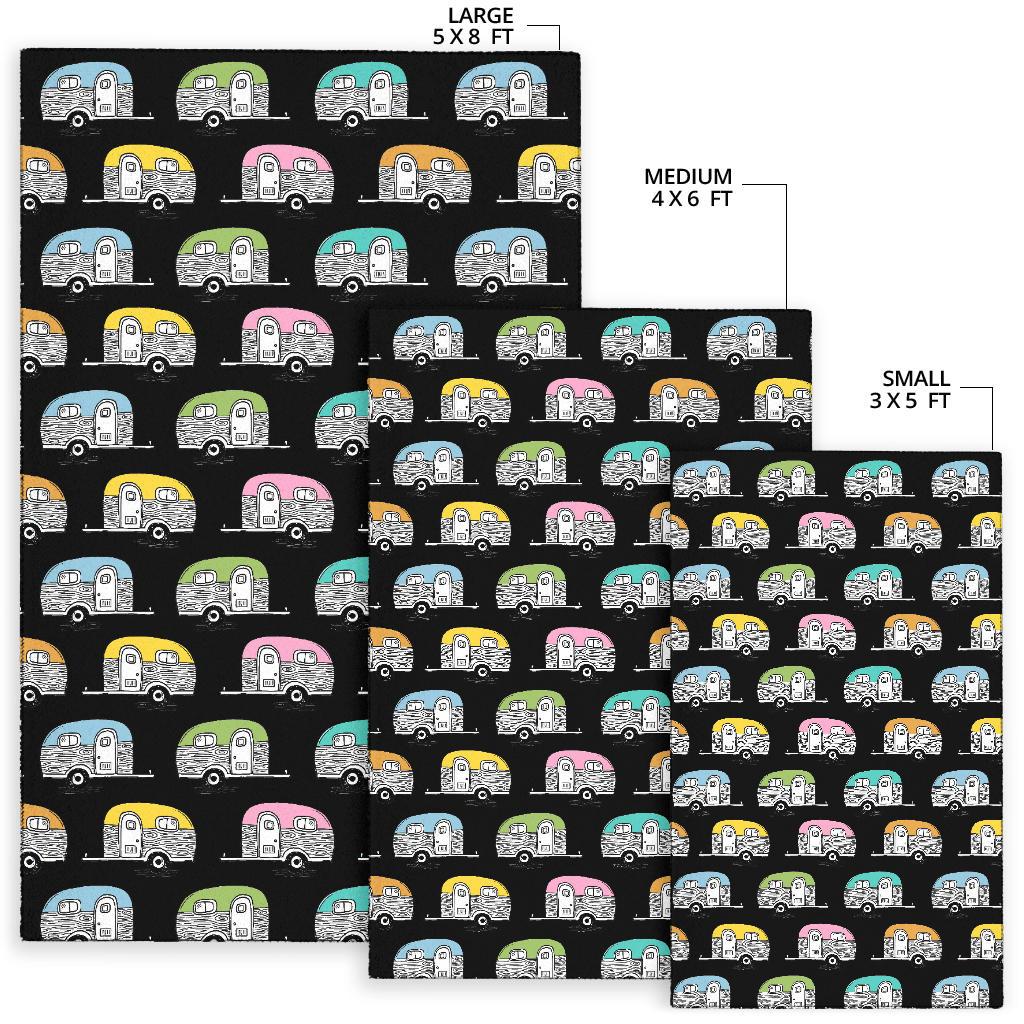 Camper Pattern Camping Themed No 2 Print Area Rugs