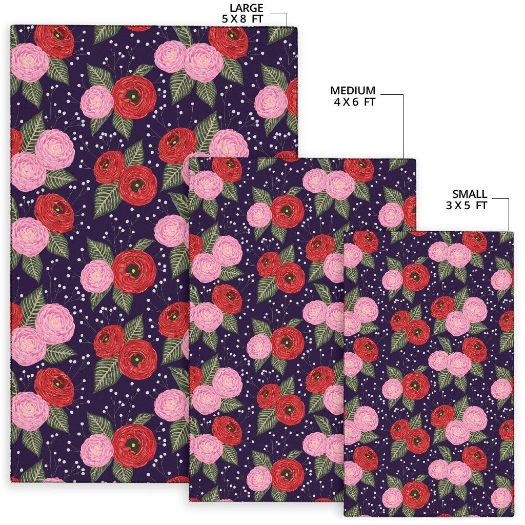 Camellia Pattern Print Design CM02 Area Rugs