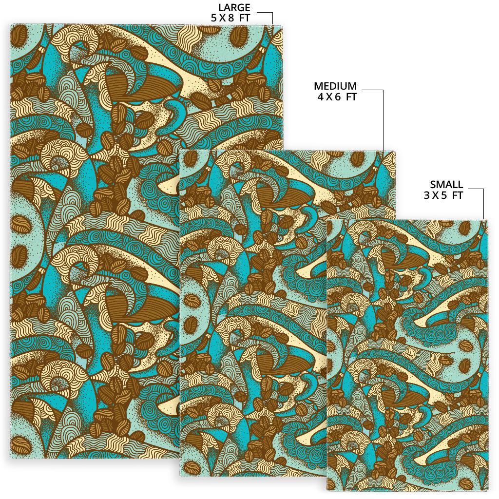 Coffee Bean Pattern Graphic Ornate Area Rug