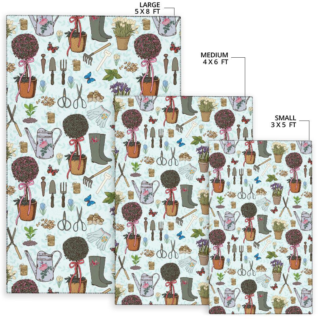 Gardening Pattern Print Design G01 Area Rugs