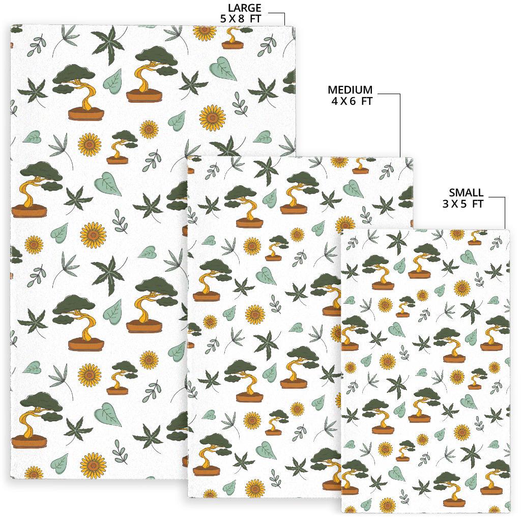 Bonsai Leaves Flower Pattern Area Rug
