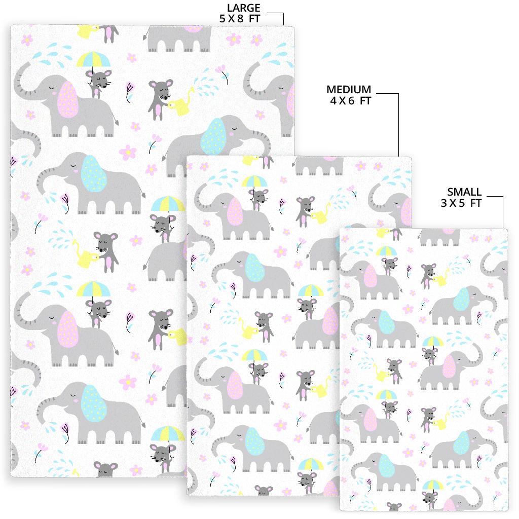 Cute elephant mouse pattern Area Rug