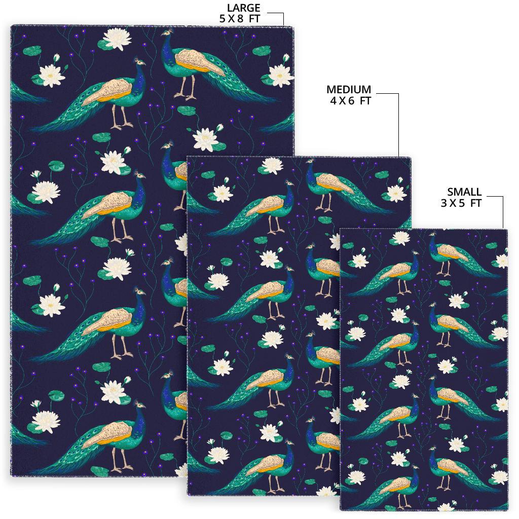 Peacock Flower Pattern Area Rug