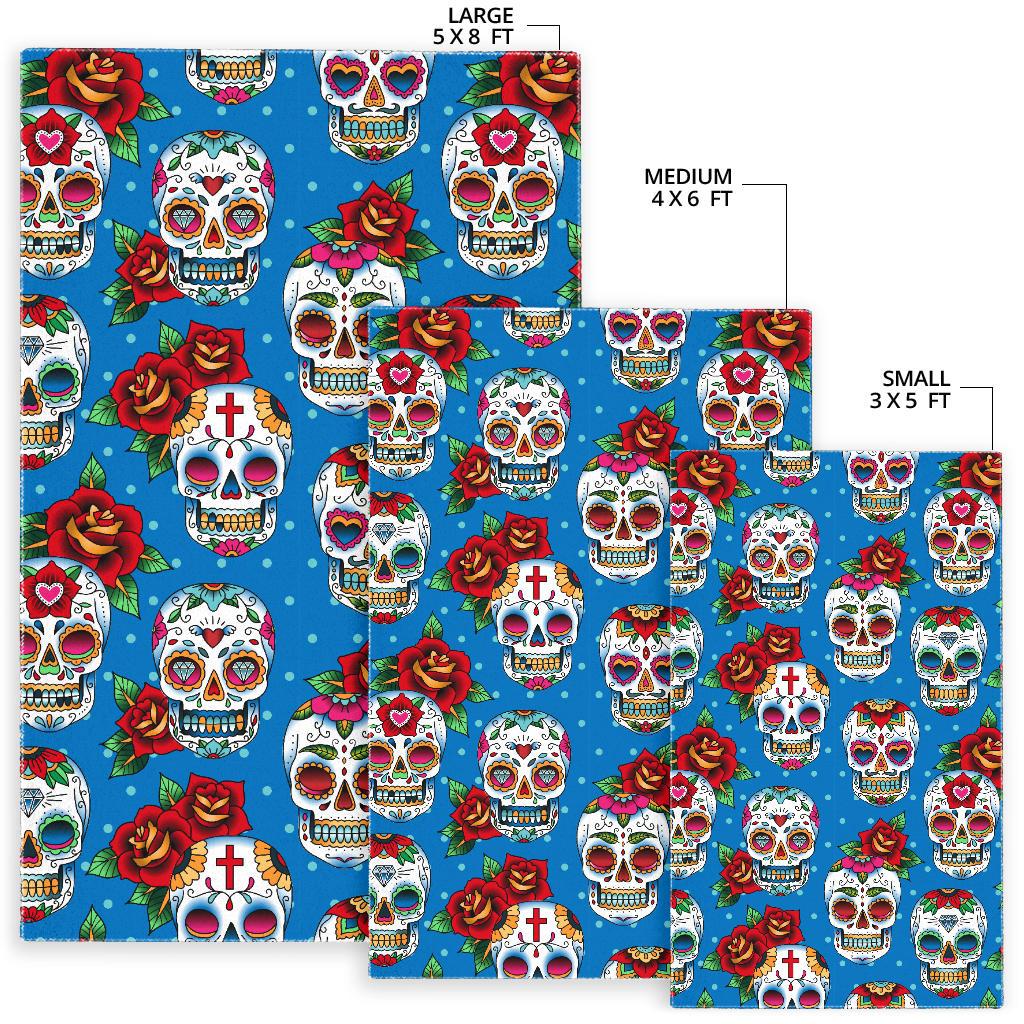 Suger Skull Rose Pattern Area Rug