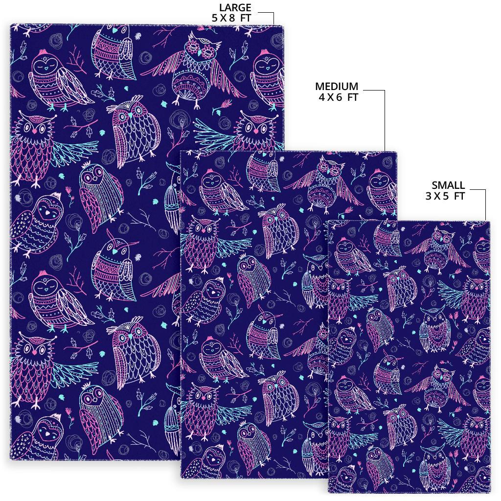 Cute owls pattern boho style ornament Area Rug