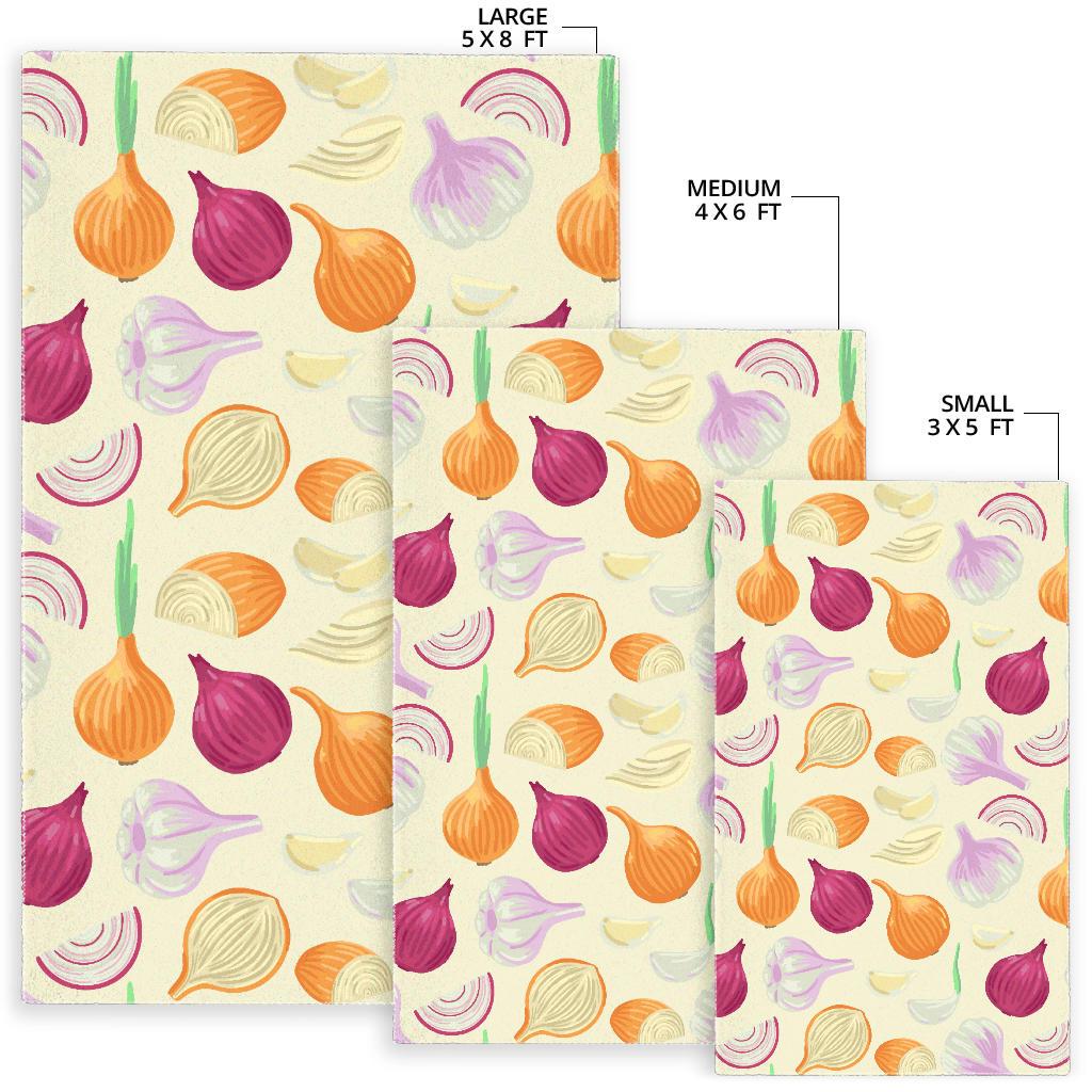 Onion garlic white red pattern Area Rug