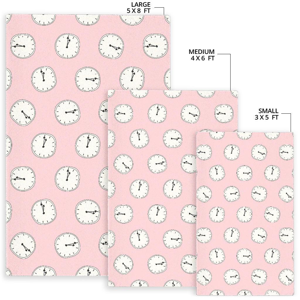 Clock pattern pink blackground Area Rug