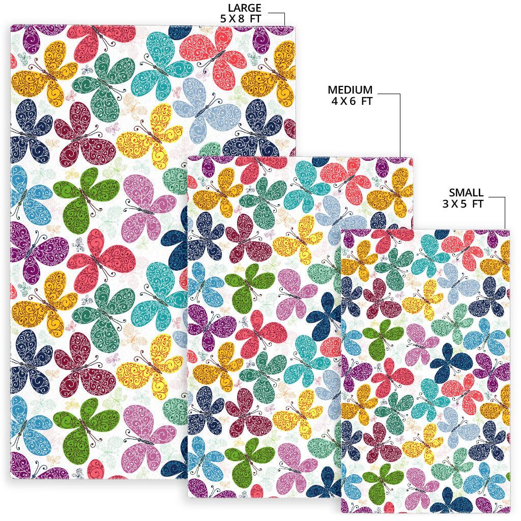 Colorful Butterfly Pattern Area Rug
